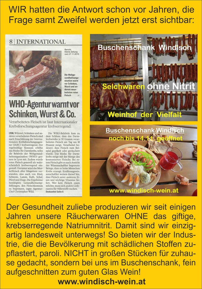 Weinhof Windisch - seiner Zeit voraus mit nitritfreien Selchwaren
