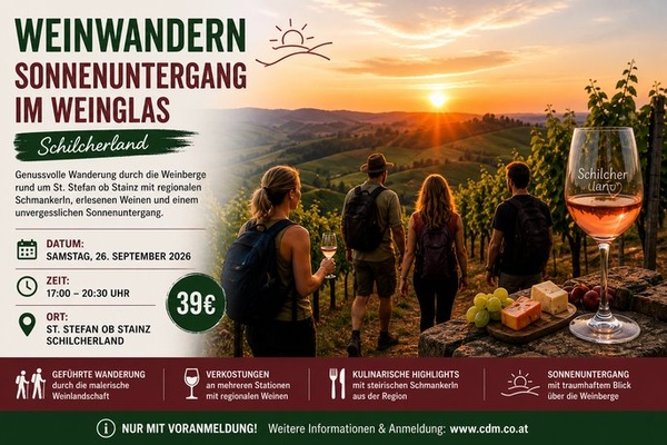 Weinwandern – Sonnenuntergang im Weinglas
